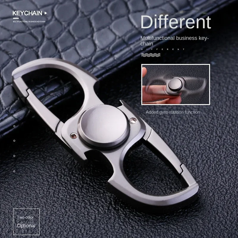 Aoma Fidget Spinner Keychain men\'s creative Design Gift Stainless Steel car key waist Pendant Ring Creative fidget toys