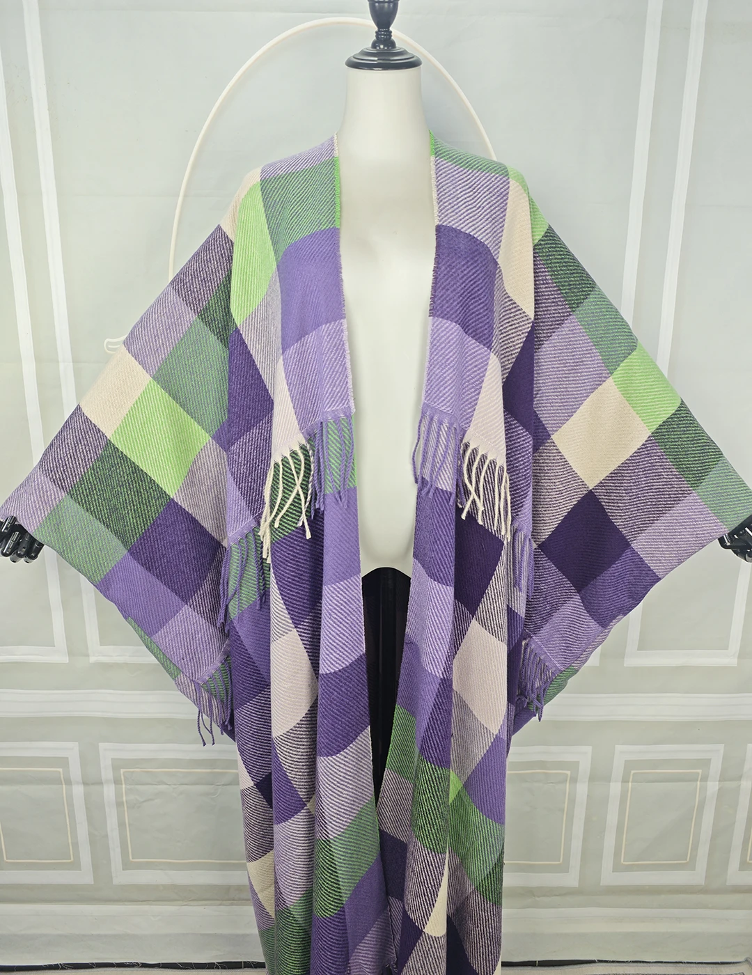 Cárdigans tipo kimonos con frente abierto Multicolor para mujer, Poncho largo musulmán informal, abrigo plumero para exteriores con borlas africanas para invierno