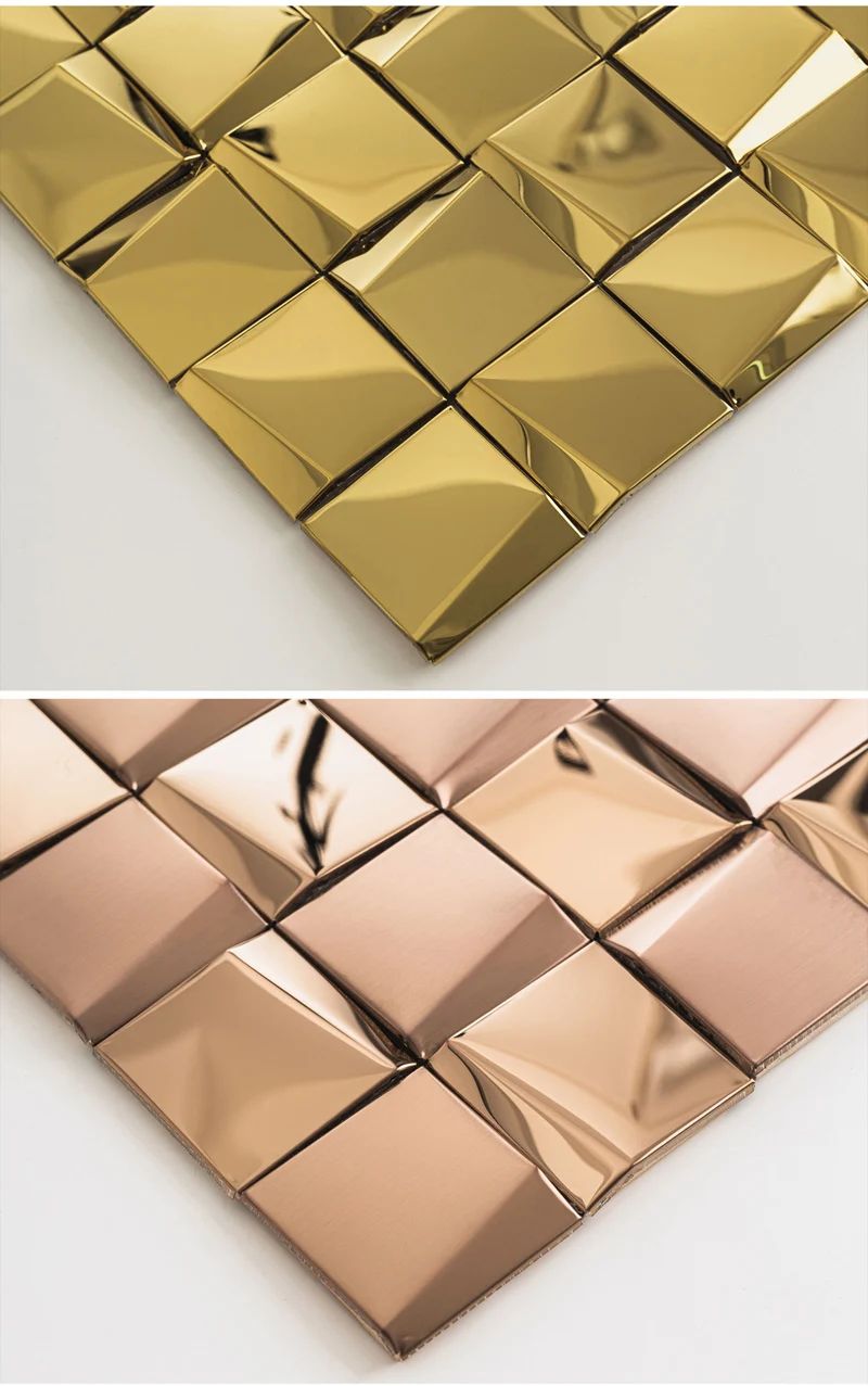 Nordic Style Mirror Silver Gold Green 304 Stainless Steel Metal Mosaic Tiles Brushed Wall Stickers for Bar Counter Hotel - 20 Sh