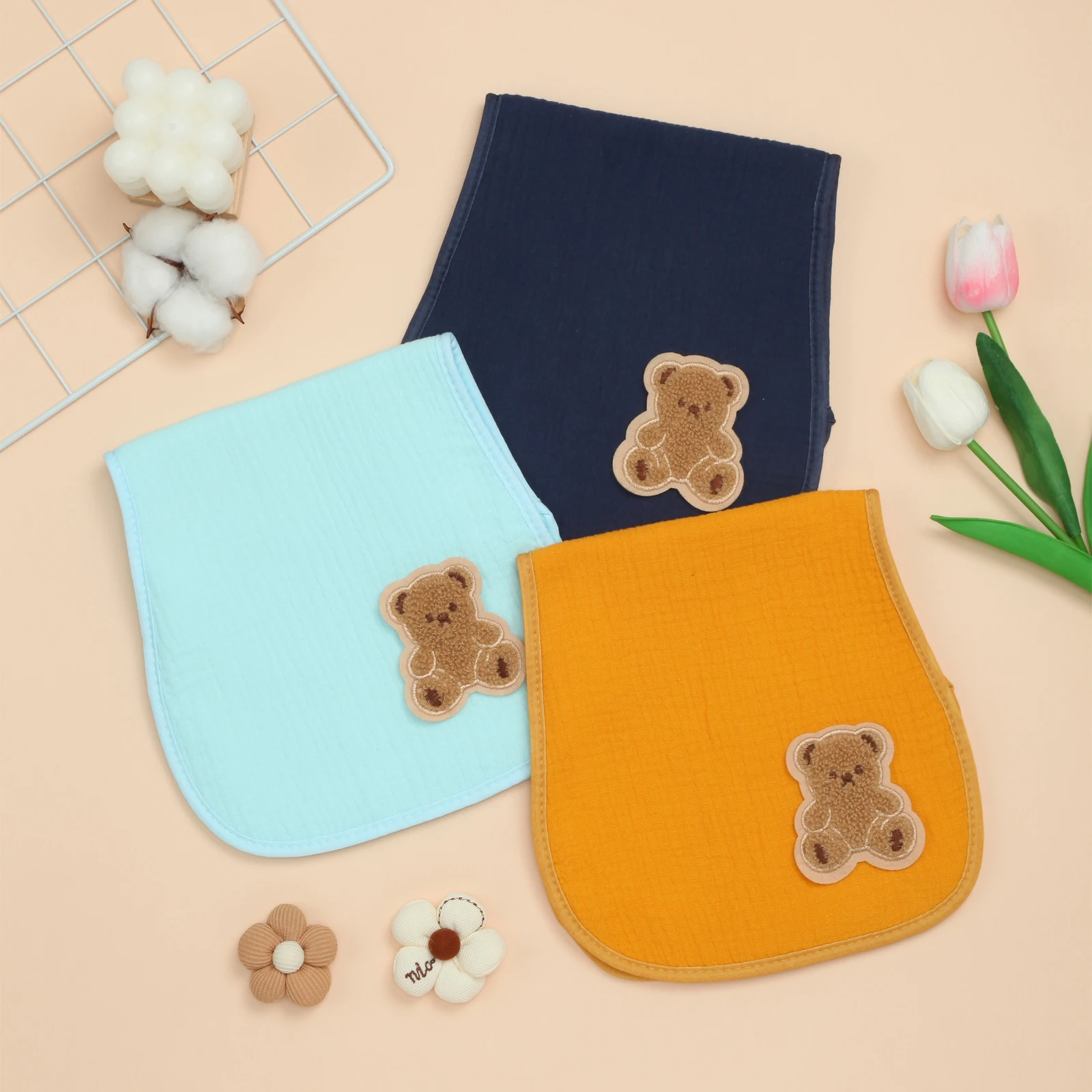 

Baby Burp Cloth Set of 3, Soft Cotton Burping Cloths for Babies, Neutral Milk Spit Up Rags, Ultra Absorbent