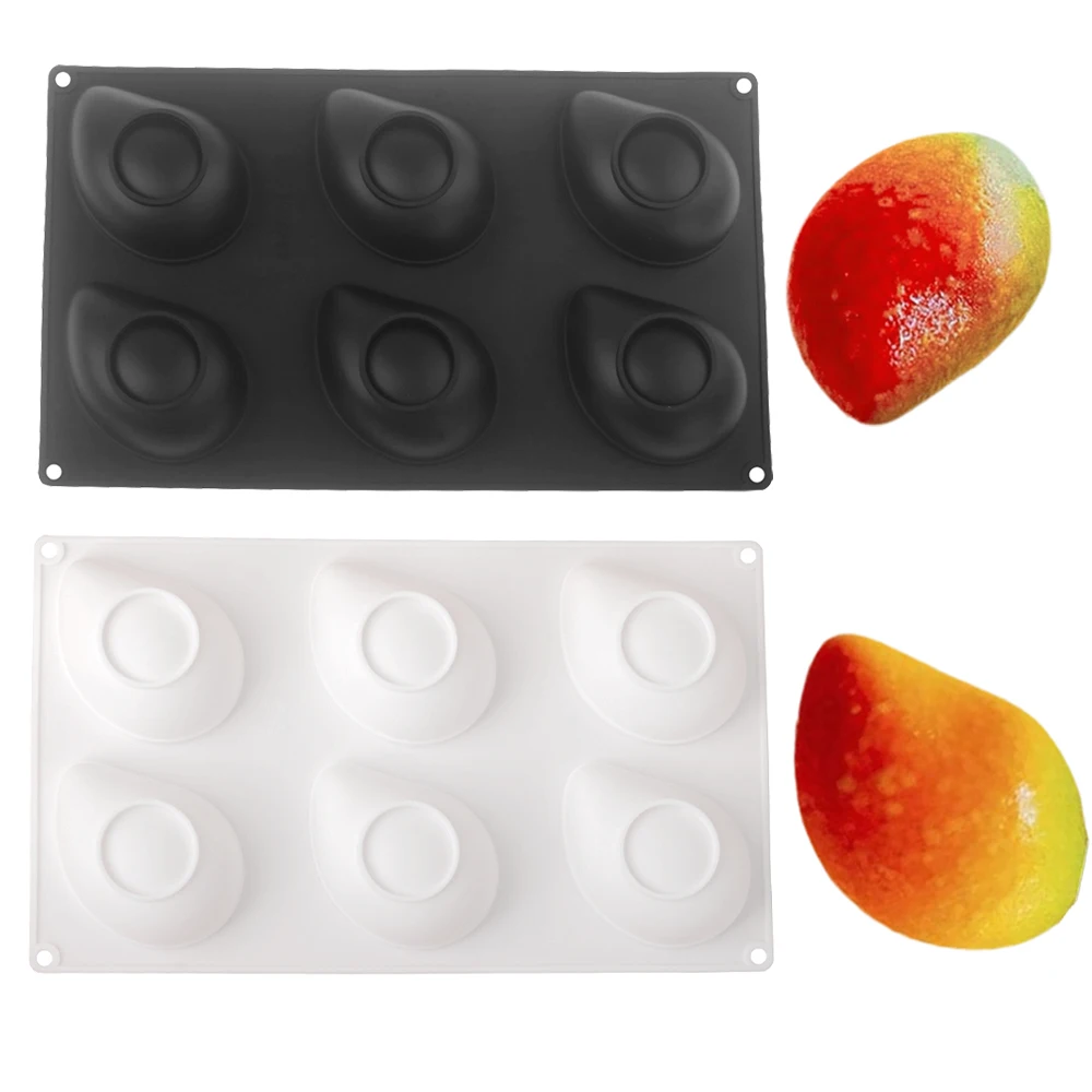 Silikonform für Mango-Mousse-Kuchen mit 6 Mulden, Fruchtform, Schokolade, Dessertform, französisches Gebäck, Backform