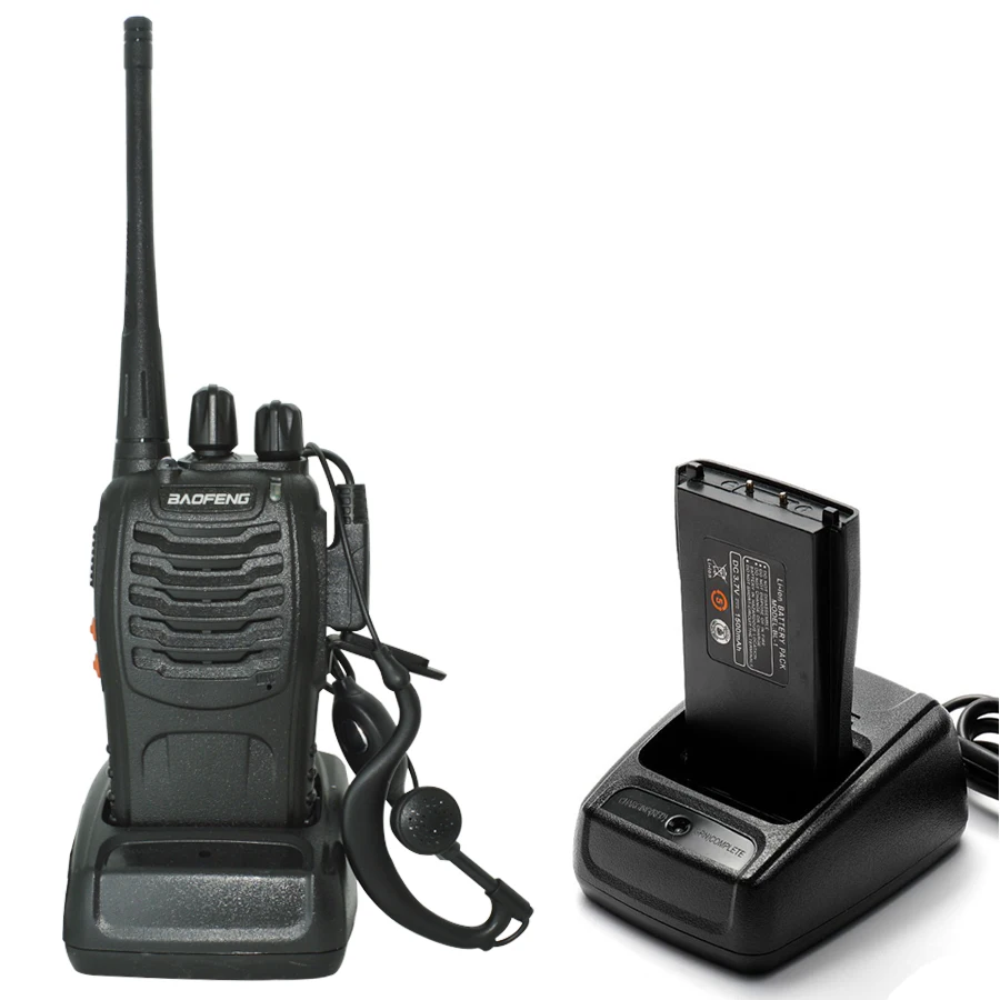 Baofeng BF-888s Walkie Talkie de longa distância, Rádios em dois sentidos, Transceptor UFH, USB para caça, 400-470MHz, 4pcs por pacote