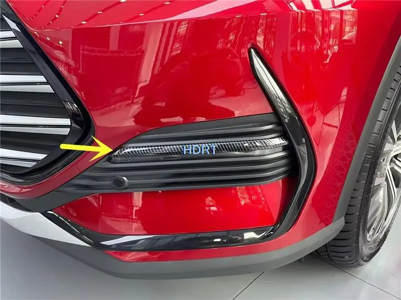 For BYD Song Pro DM-i 2019 + Car Decoration Accessories Style Front Fog Light Trim Cover Bezel Wind Knife Shape Lamp Strip Frame