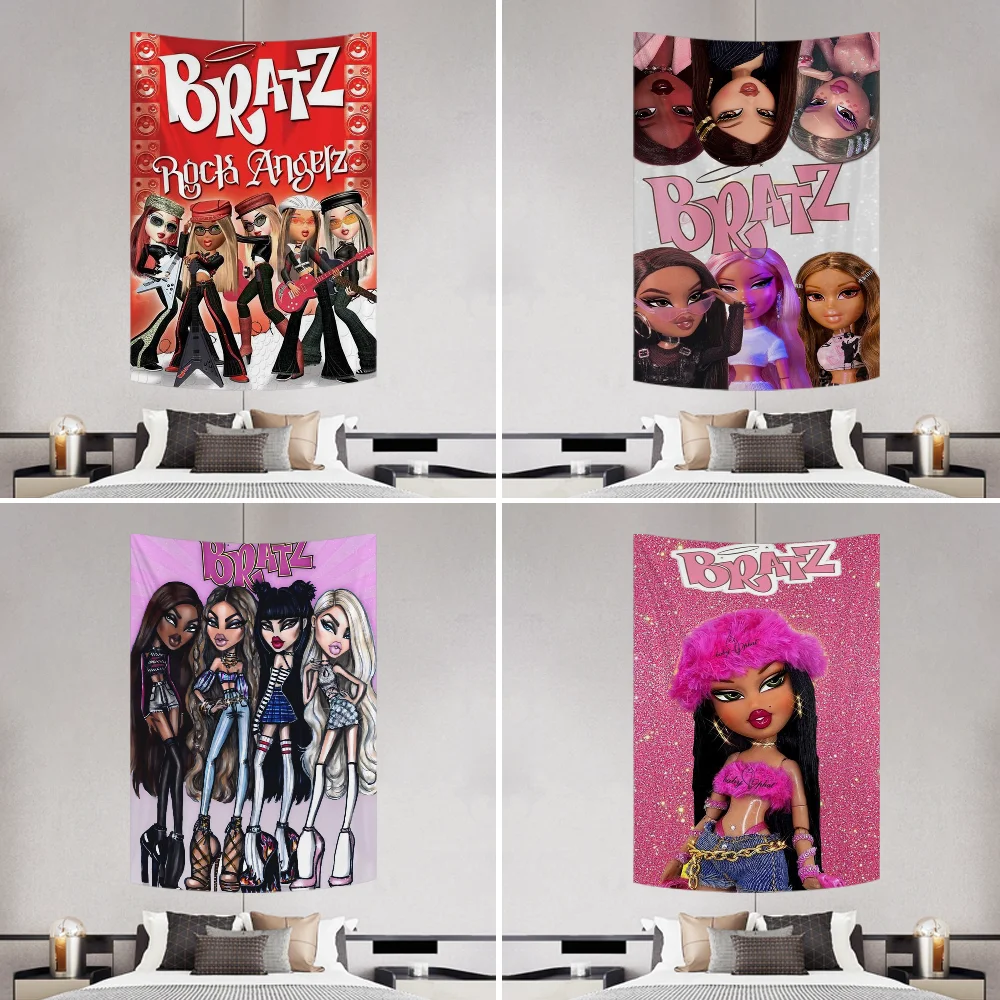 

Bratz Doll Tapestry Decoration Party Background Hanging Cloth Bedroom Tapestry Room Decor Aesthetic