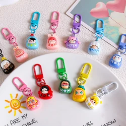 1pc Kawaii Character Resin Keychain Pendant For Girls Cute Backpack Keyring Charm Headphone Case Hanging Accessories Gifts