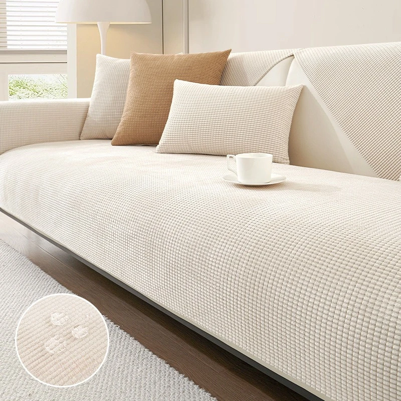

Solid Color Polar Fleece Sofa Cover for Living Room Anti-Slip Sofas Mat Couch Armrest Backrest Towel Furniture Protector Home
