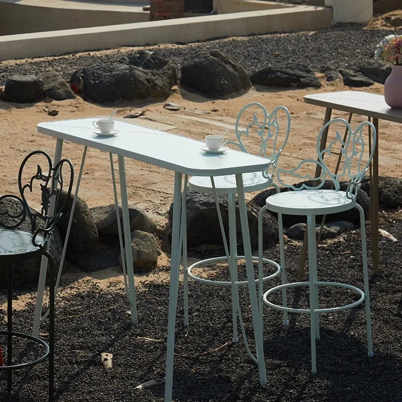 

Internet celebrity metal angel chair outdoor courtyard balcony single high stool park scenic clock in creative stool