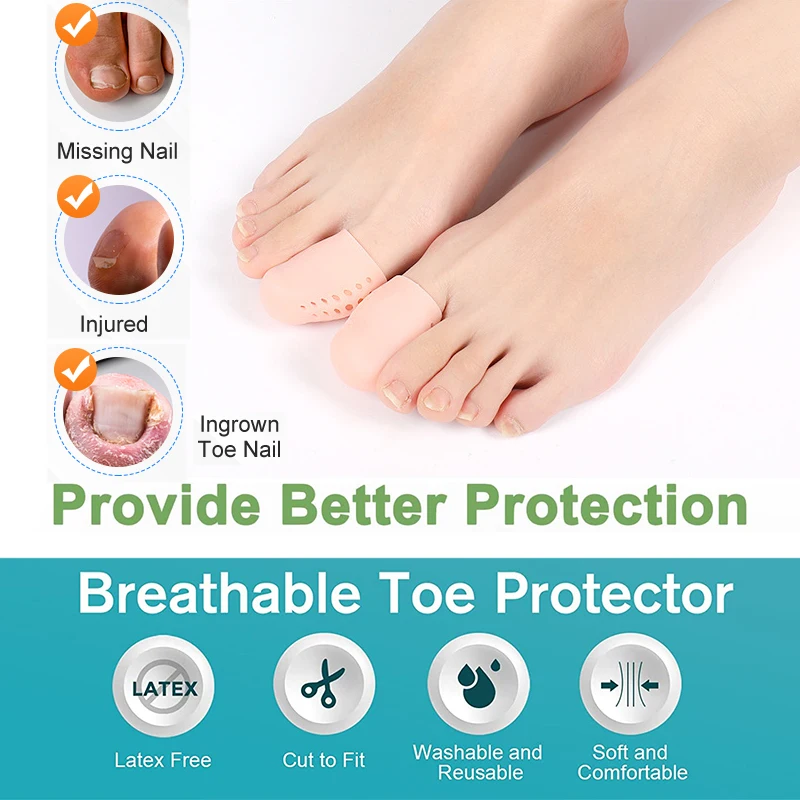 Pexmen 2/4Pcs Gel Big Toe Caps Toe Protector Cover with Holes Protect Toe from Rubbing Ingrown Toenails Corns Callus and Blister