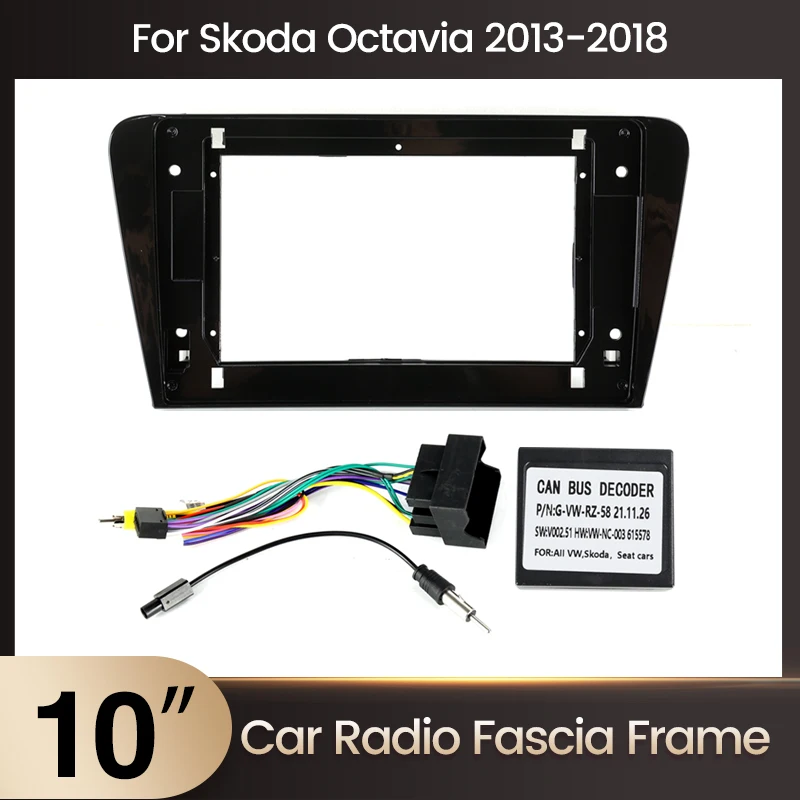 9 Inch Radio Fascia Fit for Skoda Octavia 2013 - 2018 Black Stereo Panel GPS Frame Dash Mount Kit Bezel Car Accessories Adapter