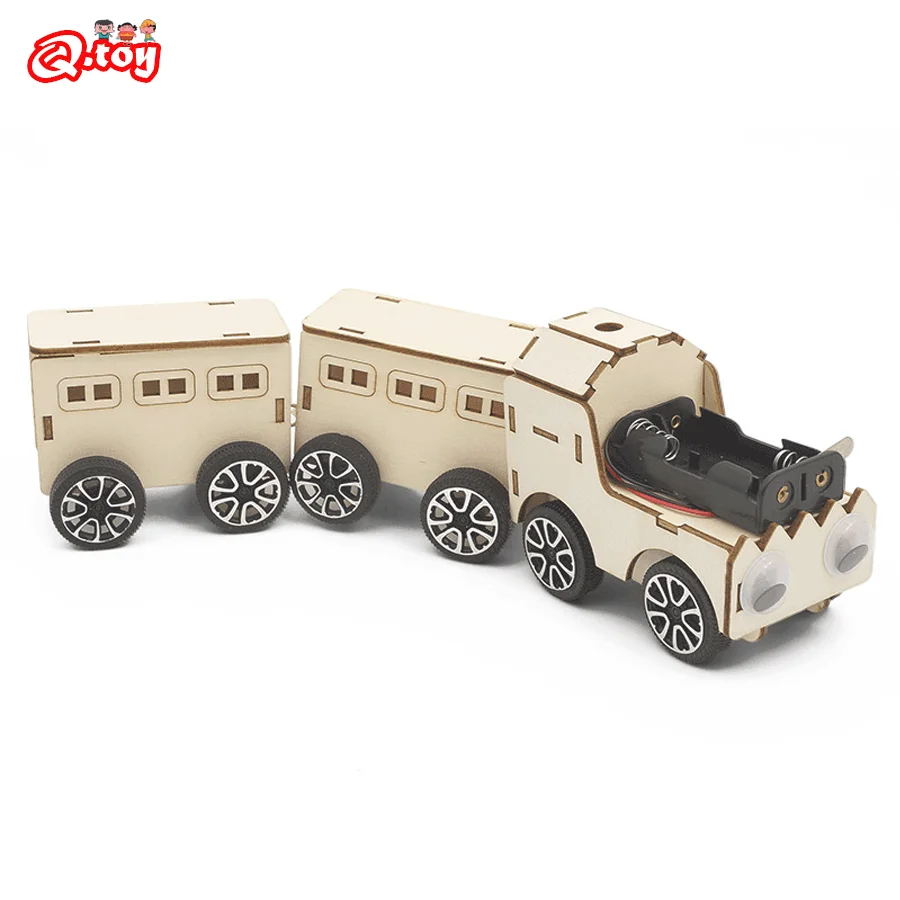 기술 과학 장난감 실험 도구 키트 DIY 전기 기차 모델 팩 나무 퍼즐 STEM 키트 학습 교육 세트