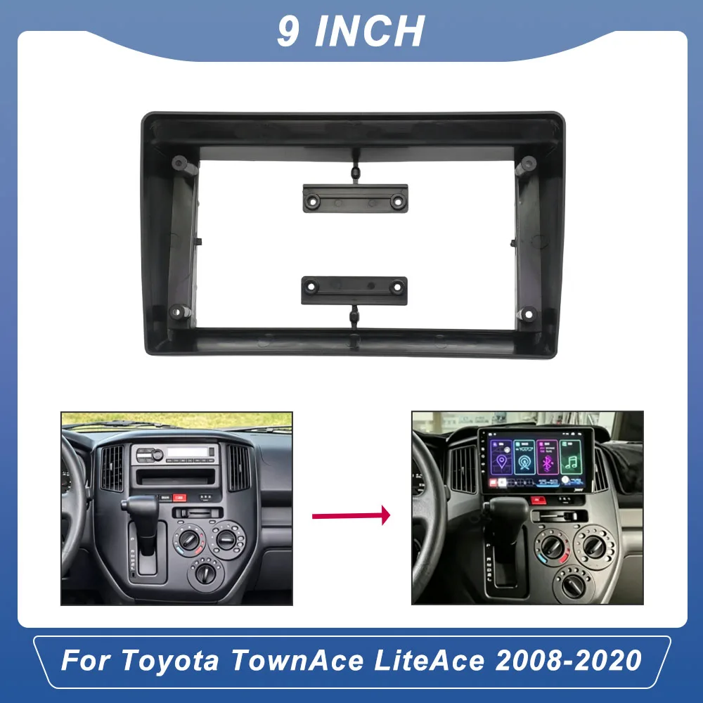 9 Inch Radio Fascia For Toyota TownAce LiteAce 2008-2020 Stereo Dash Kit Frame With Wiring Harness