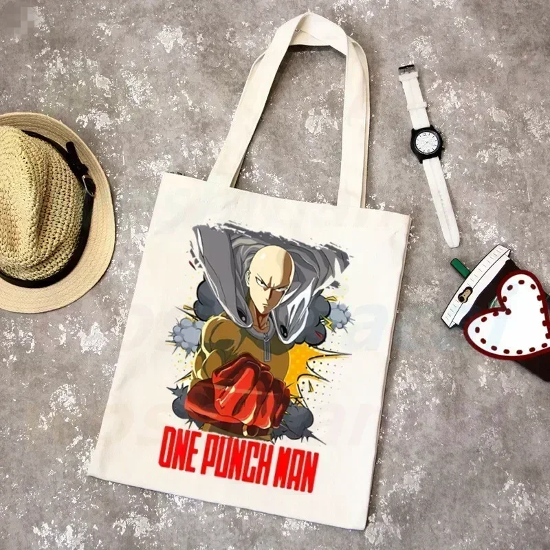 One Punch Man Shopping Bag Grocery Shopper Anime Genos Saitama Sensei Shopping Jute Bag Cotton Bag Jute