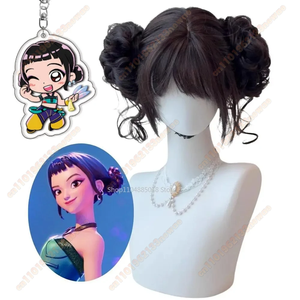 K-Pop Zoey Demon Hunters Cosplay peluca para mujeres niñas grupo ídolo juego de rol pelucas cortas negras fantasía accesorios de disfraz de Halloween