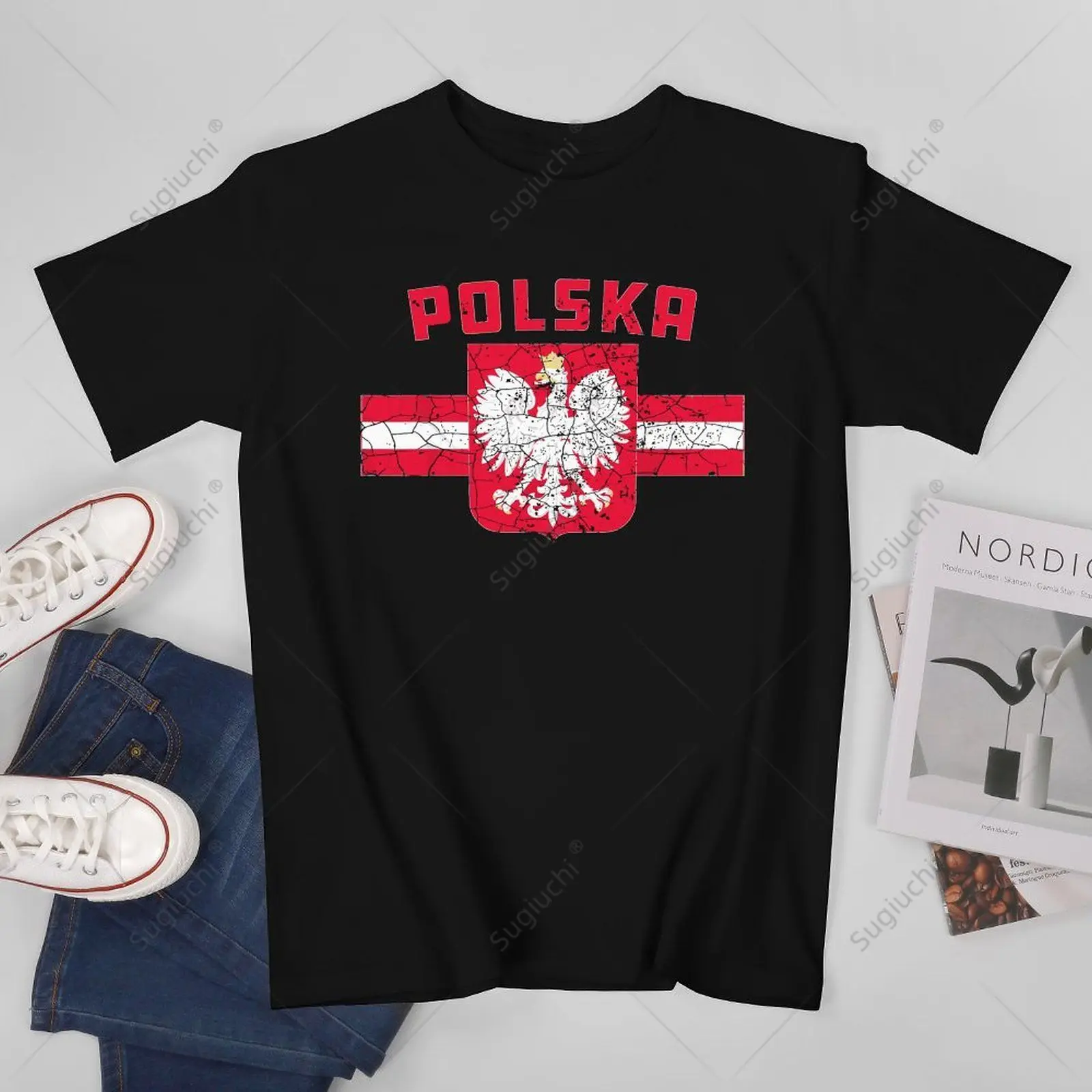 Unisex Men Poland Polska Flag Polish Polska Eagle Tshirt Tees T Shirts Women Boys 100% Cotton T-Shirt