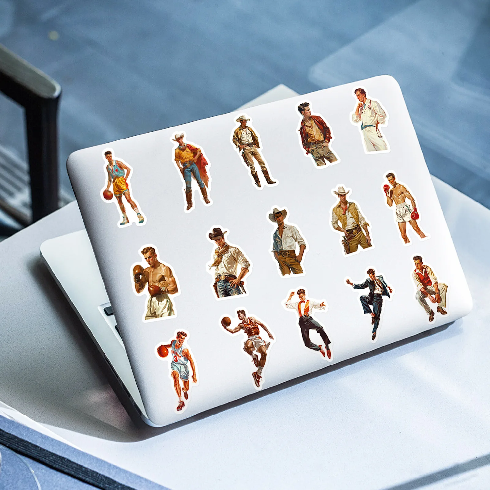 10/50 SZTUK Retro Profesjonalny Męski Naklejka z Muskularnym Mężczyzną Graffiti Personalizowana Dekoracja Kubek na Wodę Biurko Wodoodporna Naklejka Zabawka