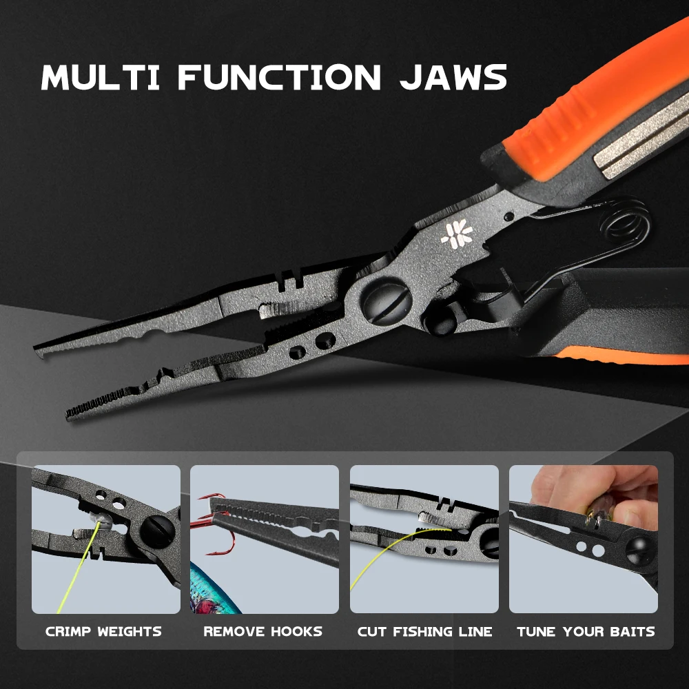 ZUKIBO New Multifunction Cutthroat fishing pliers PTFE Coating Fishing Split Ring Pliers,2CR13 Stainless Steel Fishing Tools