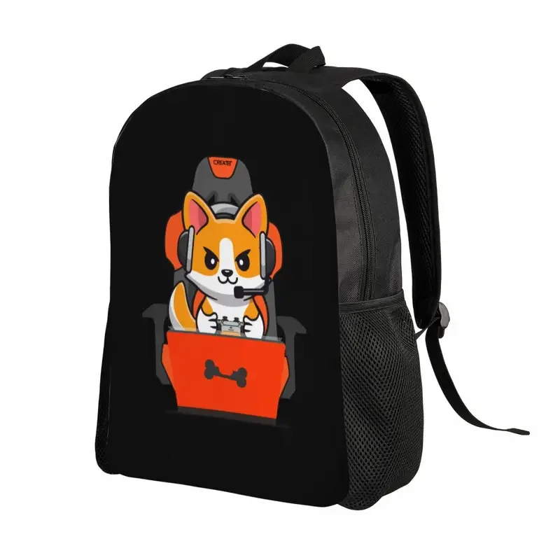 Custom Funny Game Controller Backpacks for Men Women College School Student Bookbag Fits 15 Inch Laptop Corgi Gamer Bags