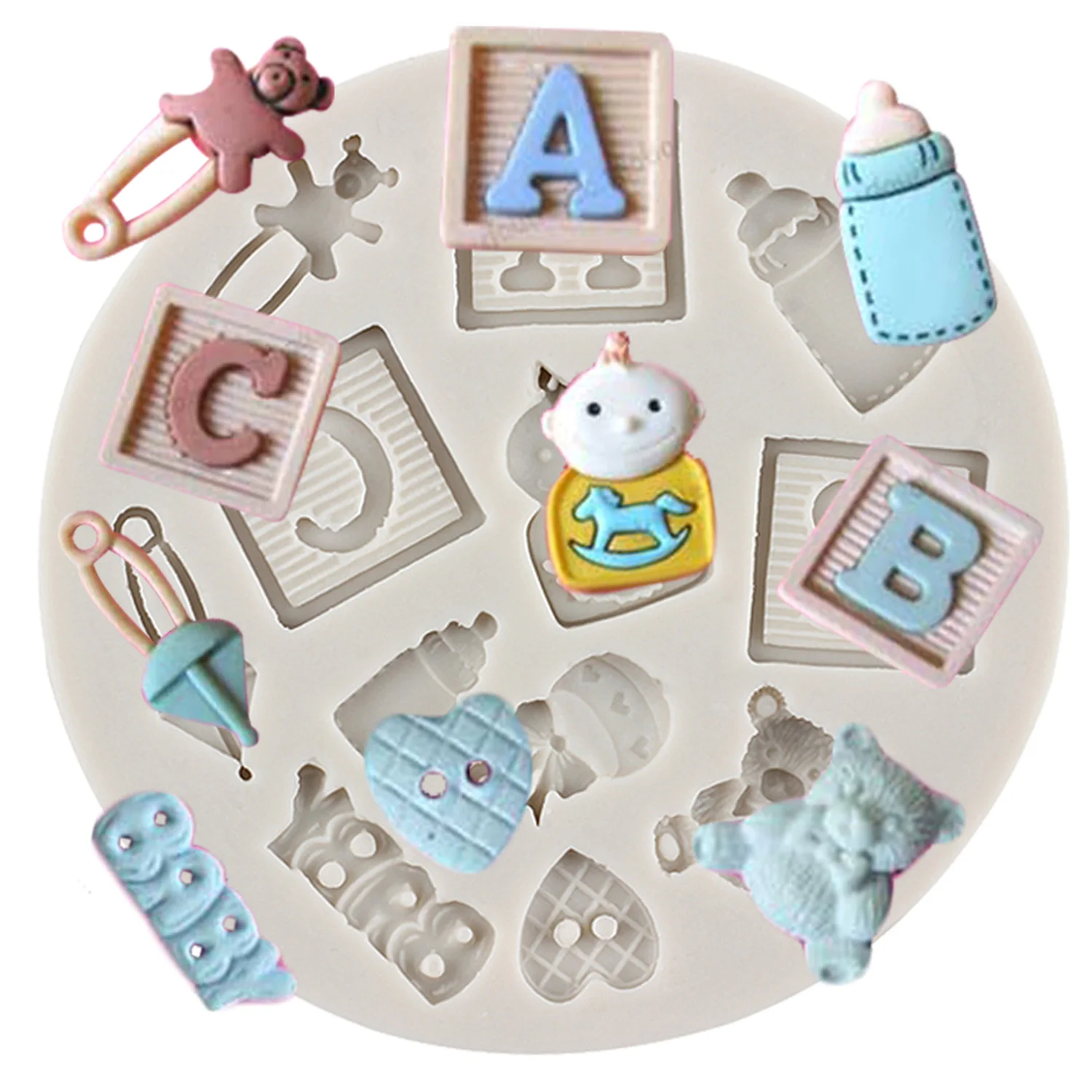 DIY Baby Bottle Letter Silicone Mold Cake Decorating Tools Baby Birthday Cupcake Topper Fondant Mould Candy Polymer Clay Moulds