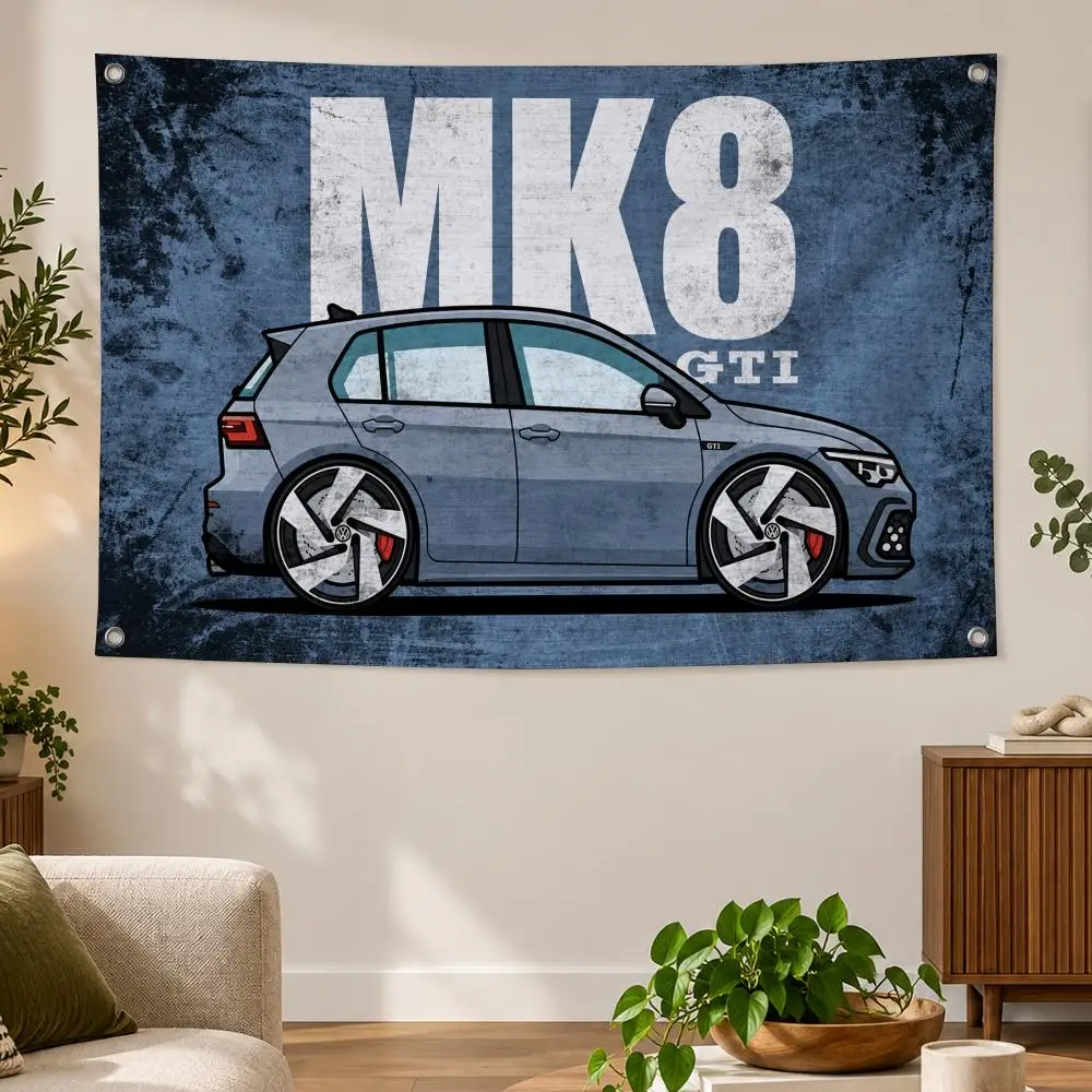 Automotive M-MK8GTIVolkswagen Golf MK8 GTI Flags Banner Decor for Bedroom,Garden,Party,Club,Gaming Room,Indoor Outdoor