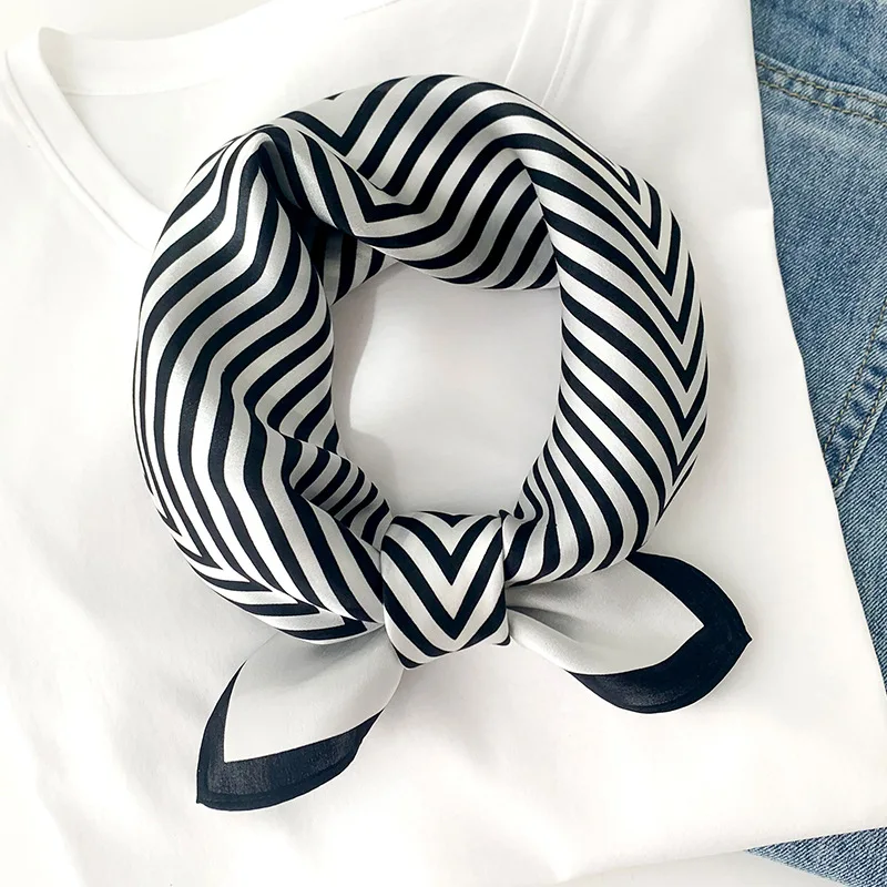 Women 70*70cm Square Silk Scarf/scarves Luxury Wrap 2021 Hair Tie Band Bag Warp Soft Neckerchief Hijab Headscarf Female Foulard