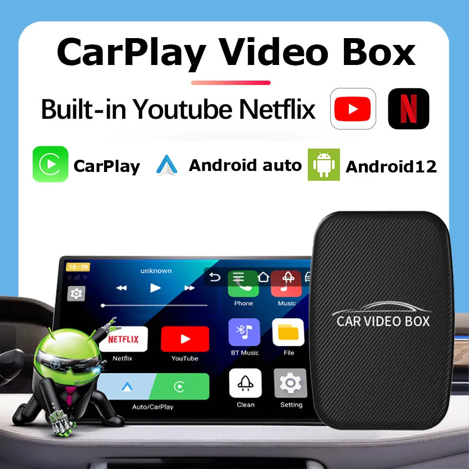 

Смарт-видеоприставка Nexflit для беспроводного CarPlay Android автомобильный адаптер Встроенный в Youtube Автомобильная ТВ-приставка для автомобиля OEM проводной CarPlay