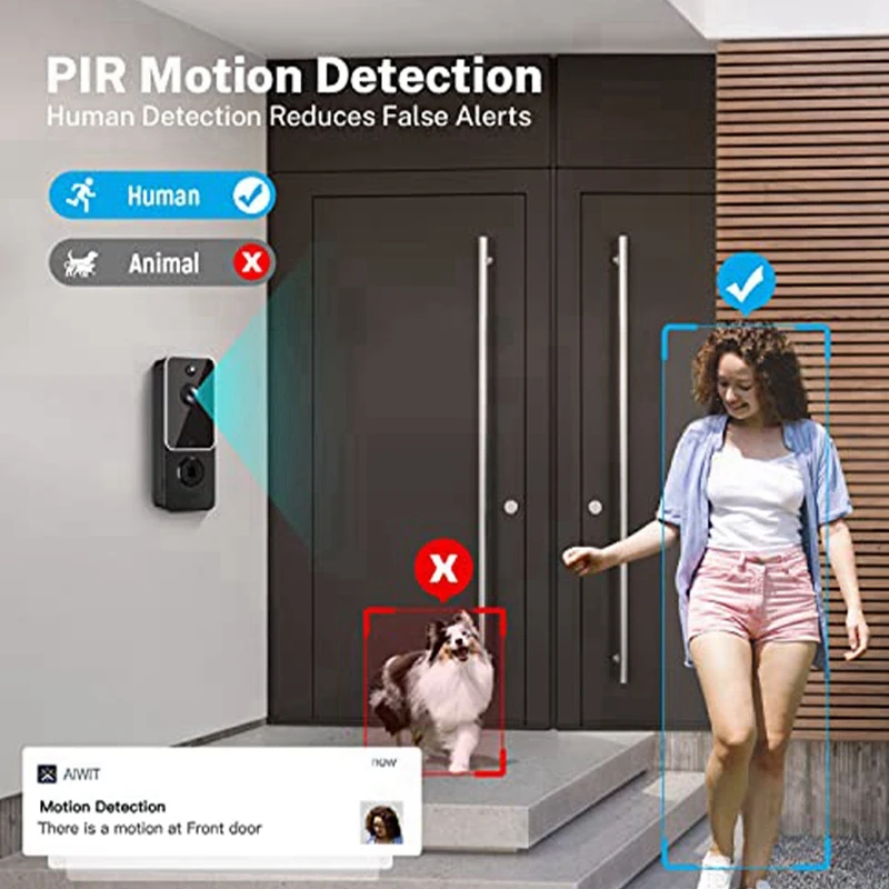 Smart Video Doorbell Camera With Chime Doorbell Camera Black AI Smart Human Detection, Cloud Storage, HD Live Image