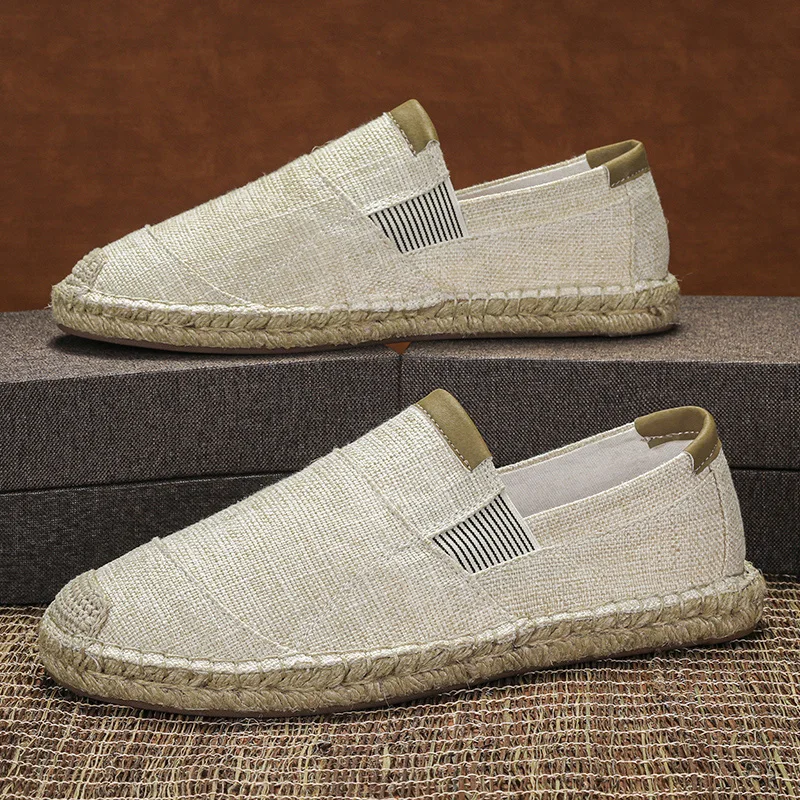 أحذية قماشية 2025 أحذية كاجوال صيفية جديدة قابلة للتنفس بساق واحدة للرجال، أحذية كتان عصرية متعددة الاستخدامات وخفيفة الوزن ومضادة للانزلاق