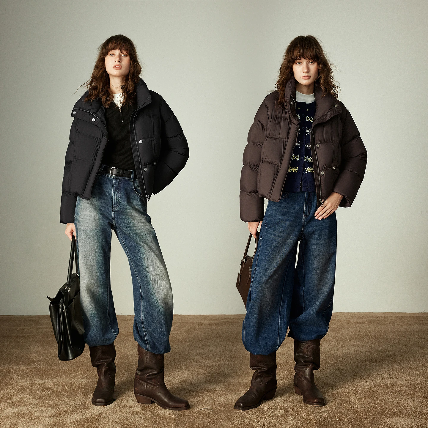 TOYOUTH سترات نسائية شتاء 2025 جديدة فائقة النعومة منتفخة دافئة كريبي كعكة عالية الوقوف طوق أبيض بطة أسفل ملابس خارجية #5