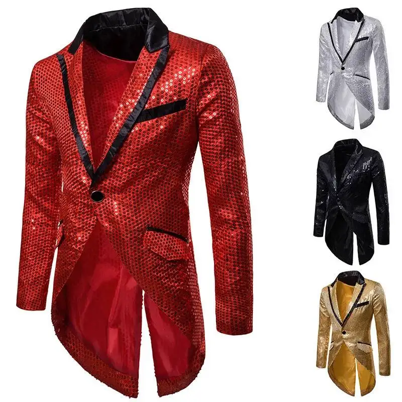 Autumn And Winter Sequin Men's Decoration Design Evening Dress Tuxedo Men's LAPEL SUIT Xz31