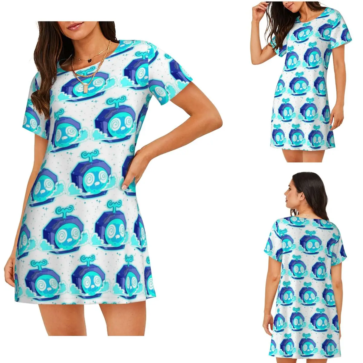 Custom Blox Fruits Game Short Sleeves Nightdress For Sleeping Sleepshirts Women Short Sleeve Nightgowns Soft Pajama Dress