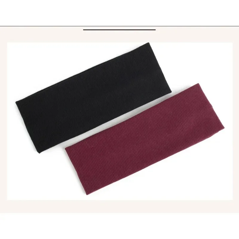 عصابة رأس محبوكة بلون موحد، عصابة رأس رياضية مخططة ذات حافة واسعة ومرونة عالية، عصابة رأس ماصة للعرق وجيدة التهوية