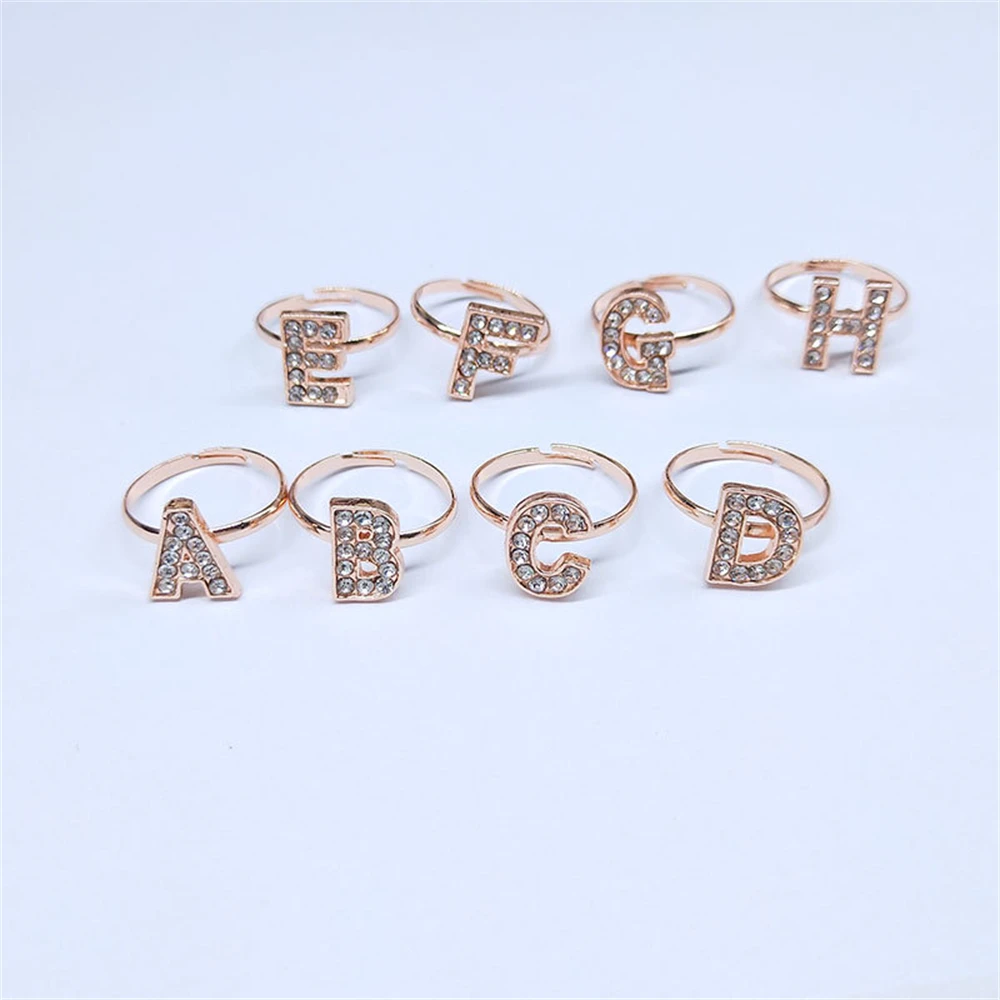 100Pcs/Lot Mix Women Ring Wholesale Bohemian Colorful Finger Rings Wedding Ring Set for Couple Fashion Jewelry 26 Letters A-Z