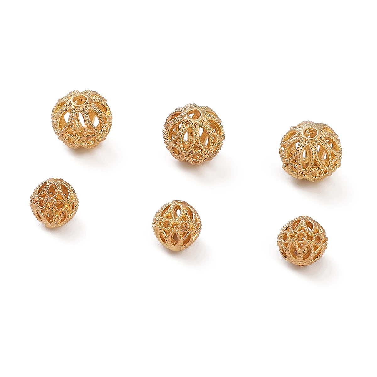 1pcs 8/10mm 14K Gold Plated Brass Hollow Ball Beads Loose Beads for Earring Bracelet Necklace Jewelry Making Accessories