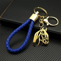 Fashion Horse Keychain for Women Men Blue Color Animal Horses Lover Key Ring Bag Accessories Gift Jewelry llaveros K6330S07