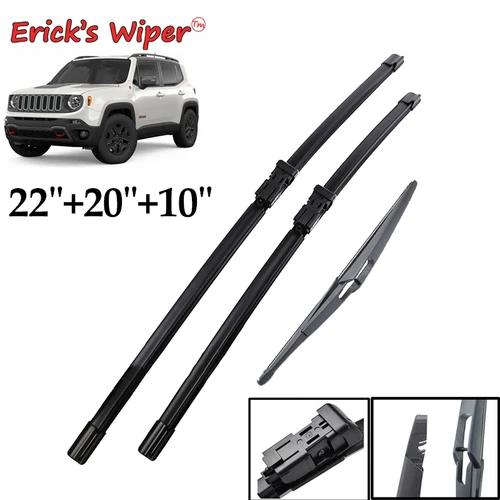 Limpiaparabrisas delantero y trasero de Erick, juego de limpiaparabrisas para Jeep Renegade BU 2014 - 2023, ventana limpia de parabrisas de 22 ""+ 20"" + 10""