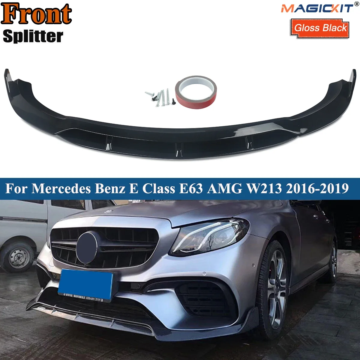 

W213 Gloss Black Fiber Bumper Front Lip Body Kit Spoiler Splitters for MERCEDES-BENZ E CLASS E63 AMG 2016-2019 F1 Style