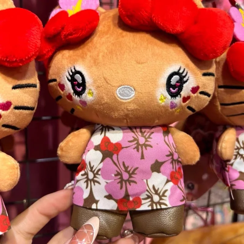 New Sanrio Kitty Black Leather Hot Girl Outfit Plush Doll Cute Pendant Cute Toy Birthday Gift Table Decoration Children'S Toy