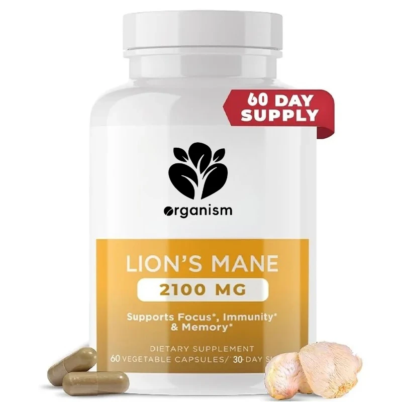 

2100mg Organic Lion Mane Supplement Capsules - Focus, Clarity, and Cognition - Lion Mane Mushroom Supplement