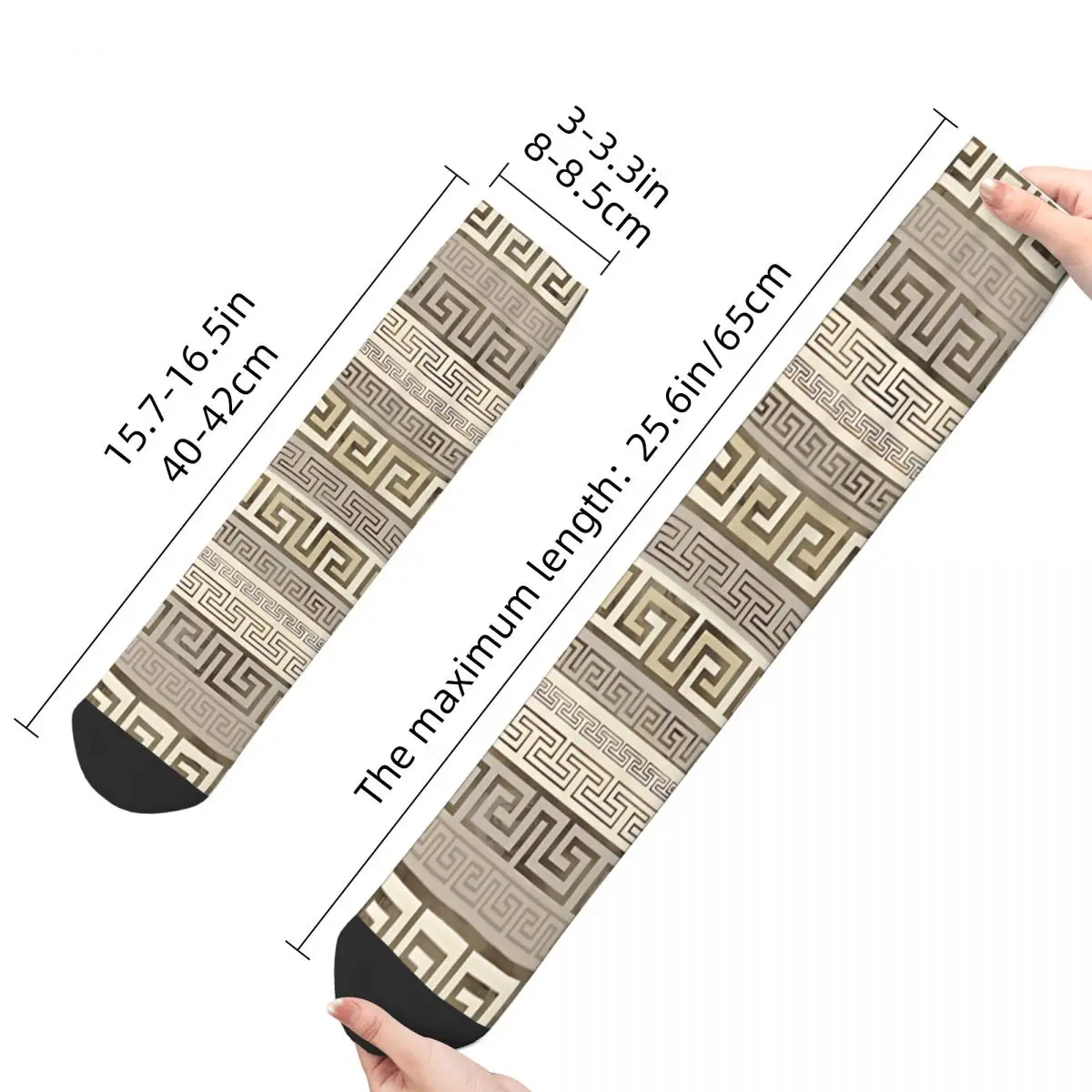 Funny Men's Socks Greek Key Ornament Vintage Greek Meander Hip Hop Casual Crew Sock Gift Pattern Printed