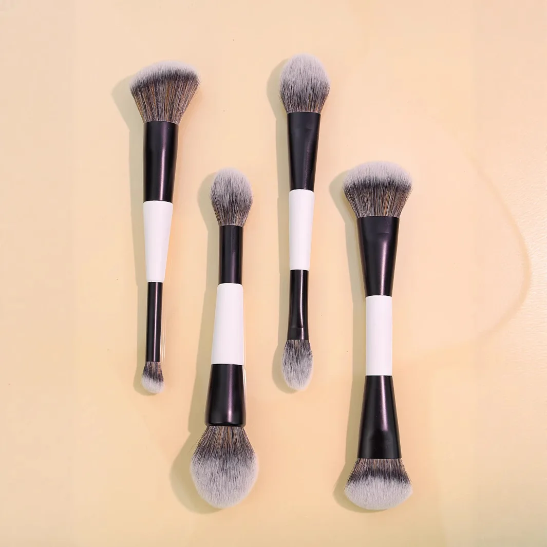 Professional 4 ชิ้น Double - end แปรงแต่งหน้าชุด - Foundation/แป้ง/Blush/Highlighter/Contour Face เครื่องสําอางค์ชุดเครื่องมือ