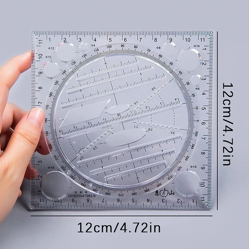 Multifunction Ruler Drawing Template Art Design Architect Stereo Geometry Circle Drafting Measuring Scale Kawaii Ruler