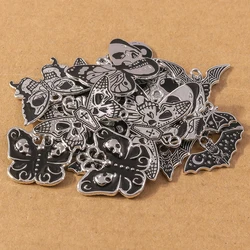 10Pcs Metal Butterfly Skull Charms Halloween Bat Charm Pendants for Making Necklace Earrings DIY Craft Supplies