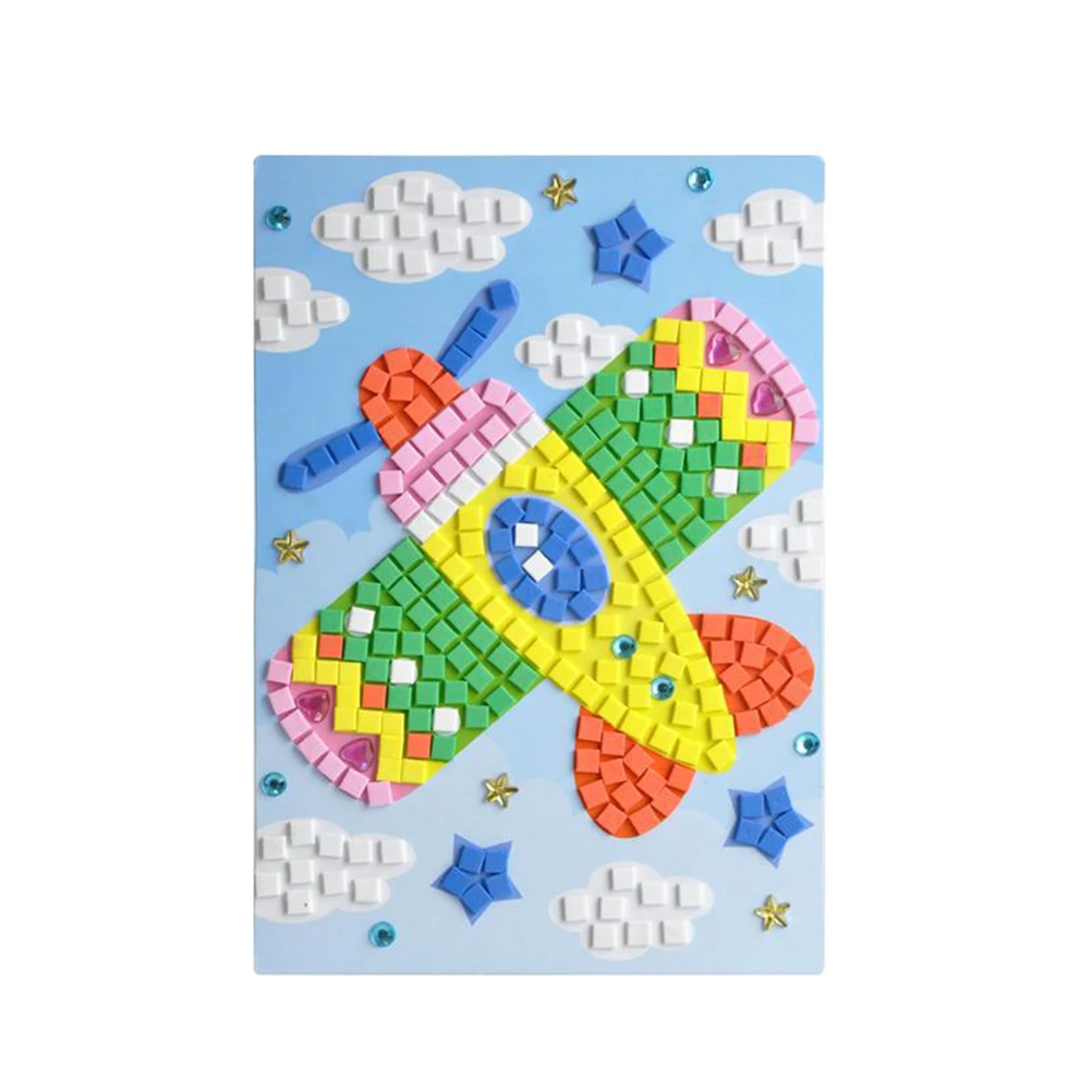 

6 Pcs Stickers Children Handmade Paintings Sparkly Creative Mosaics for Kids Toy DIY Cartoon Kits Jewel Puzzles