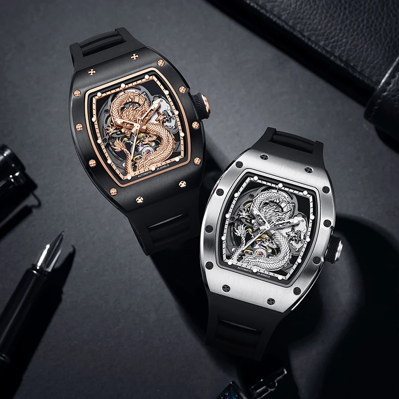 

Dragon Casual Watch Elegant Automatic Mechanical Timepiece Coated Crystal Dial Matador Cyberpunk Stainless Collector's Edition