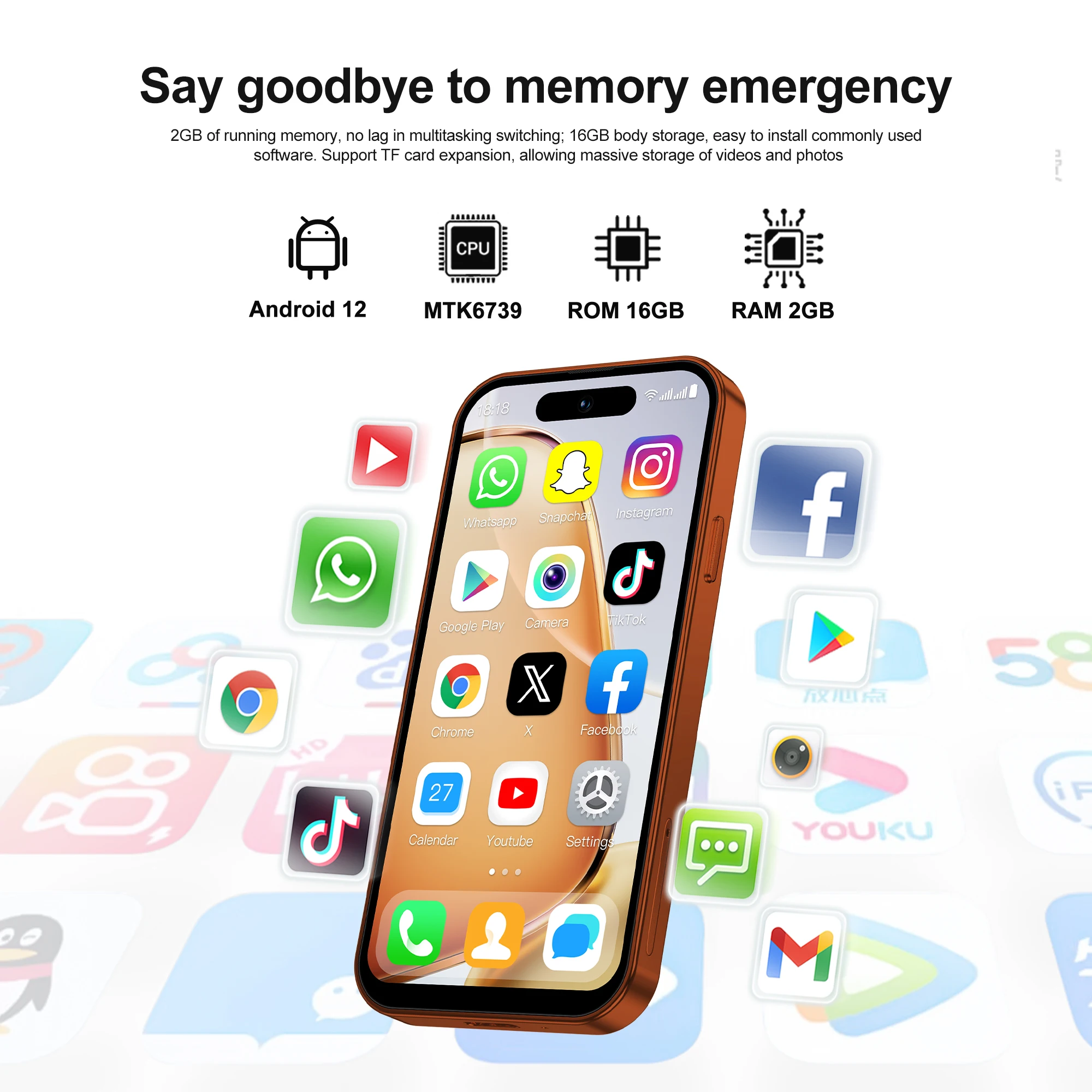 Smartphone Mini Android SERVO S4 PRO 4G LTE 16GB ROM Download de APP Hotspot WiFi 4.0 polegadas Pequeno e Fofo Dual SIM Standby