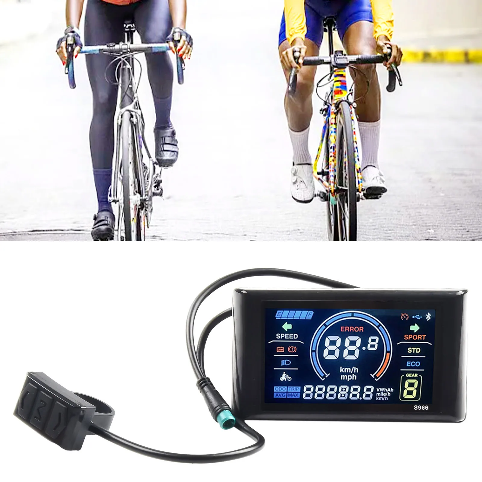 

2472V Ebike LCDS966 Colorful Display Panel Showing Riding Speed Battery Charge and Power Consumption for Use with No 2 Protocol