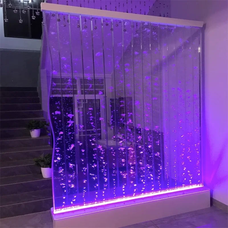 Customization.Customized S-Shape Acrylic Bubble Curtain Large Water Curtain Wall Flow Screen for Indoor Use Modern Design Printe