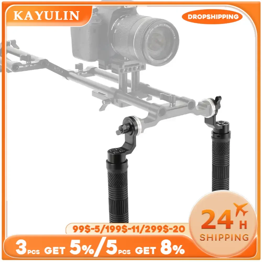 Kayulin Rubber Handle Grip Shoulder Rig ARRI Handle with ARRI Rosette for DSLR Video Camera Camcorder Action Stabilizing 2PCS