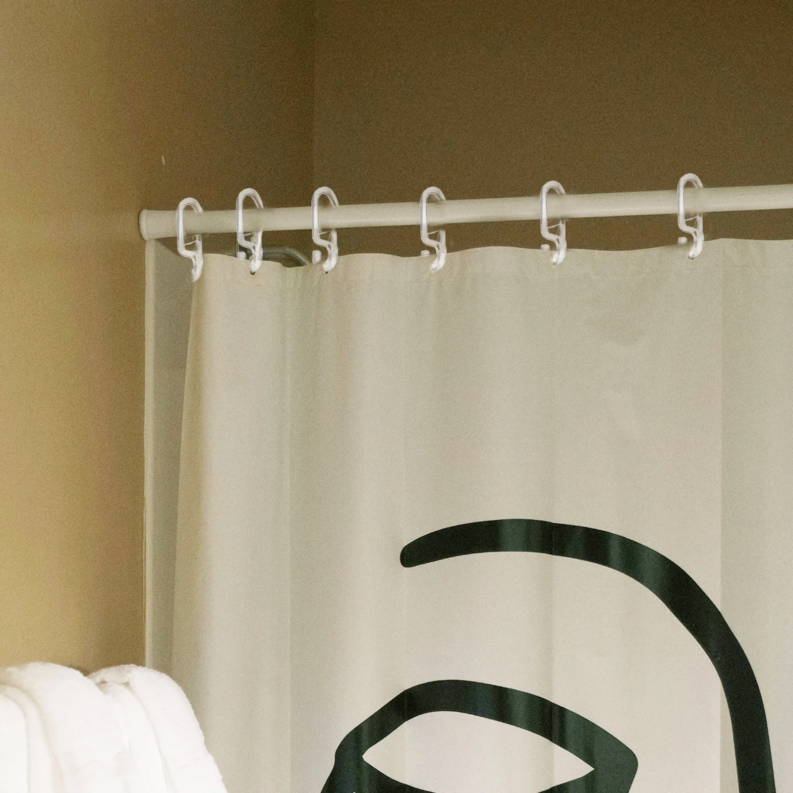 50 قطعة من خطافات الستائر البلاستيكية سهلة التركيب، ستائر ثقيلة متحركة ناعمة، ملحقات الحمام، خطافات ستائر السرير #5