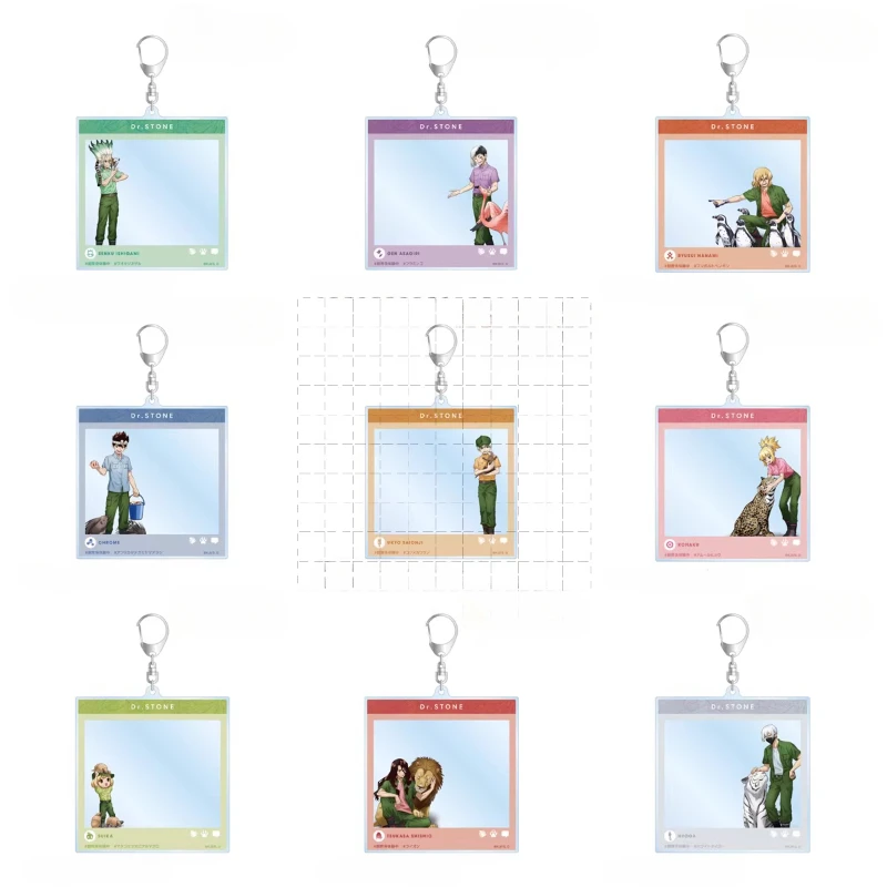 Game Ishigami Senku Shishio Tsukasa Asagiri Hyoga Saionji Ukyo Keychain Doll Anime Acrylic Keyring Pendant for Gift